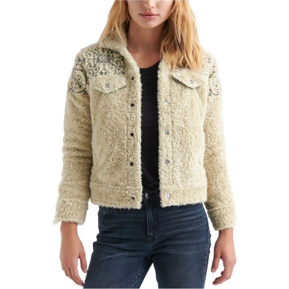 Lucky Brand Womens Sherpa Jean Fleece Jacket, NWT